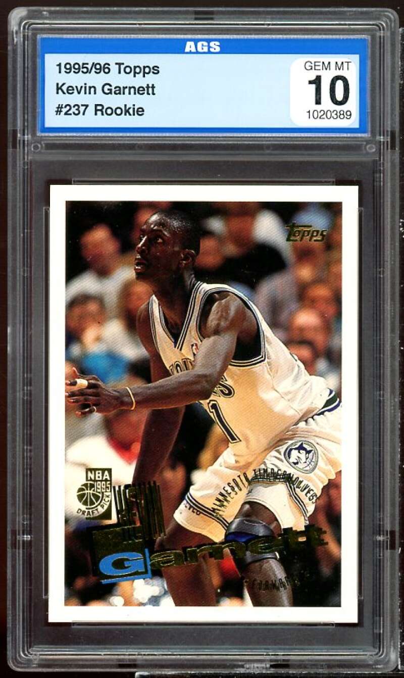 Kevin Garnett Rookie Card 1995-96 Topps #237 AGS 10 GEM MT Image 1