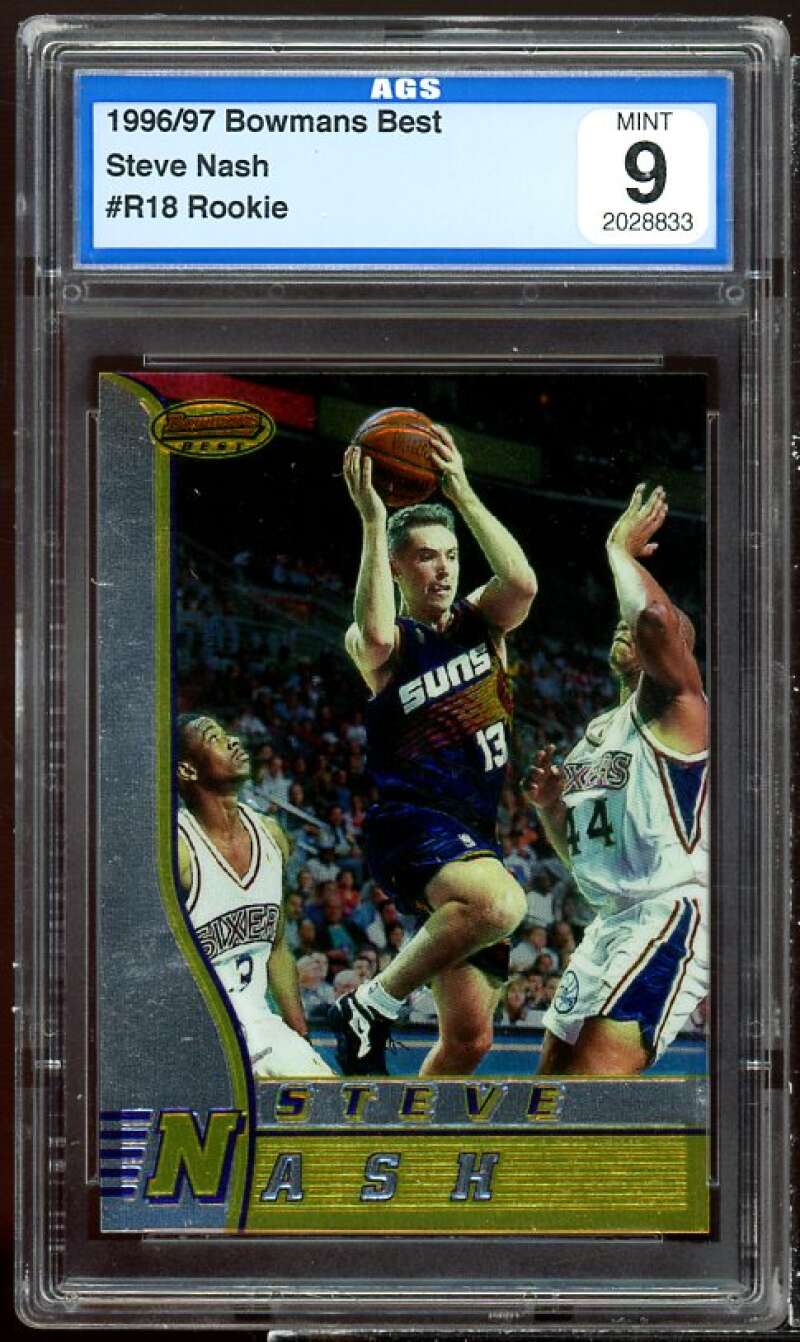 Steve Nash Rookie Card 1996-97 Bowman's Best #r18 AGS 9 MINT Image 1