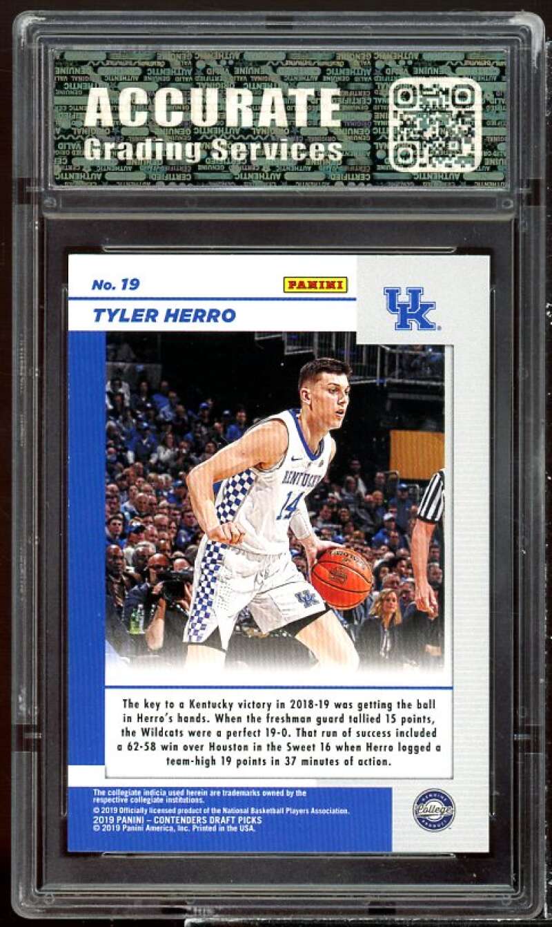 Tyler Herro Rookie Card 2019-20 Contenders Draft #19 AGS 10 GEM MT Image 2