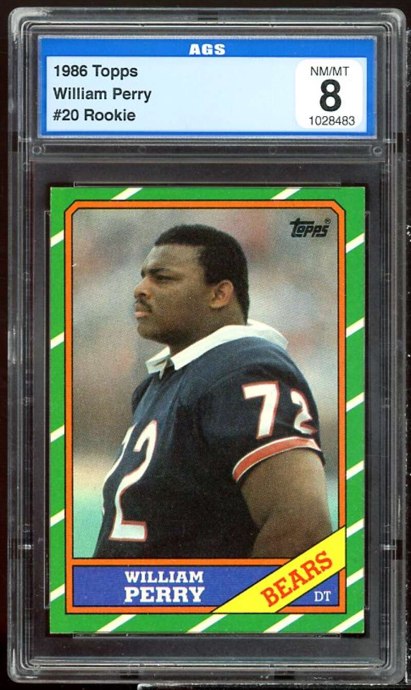 William Perry Rookie Card 1986 Topps #20 AGS 8 NM/MT Image 1