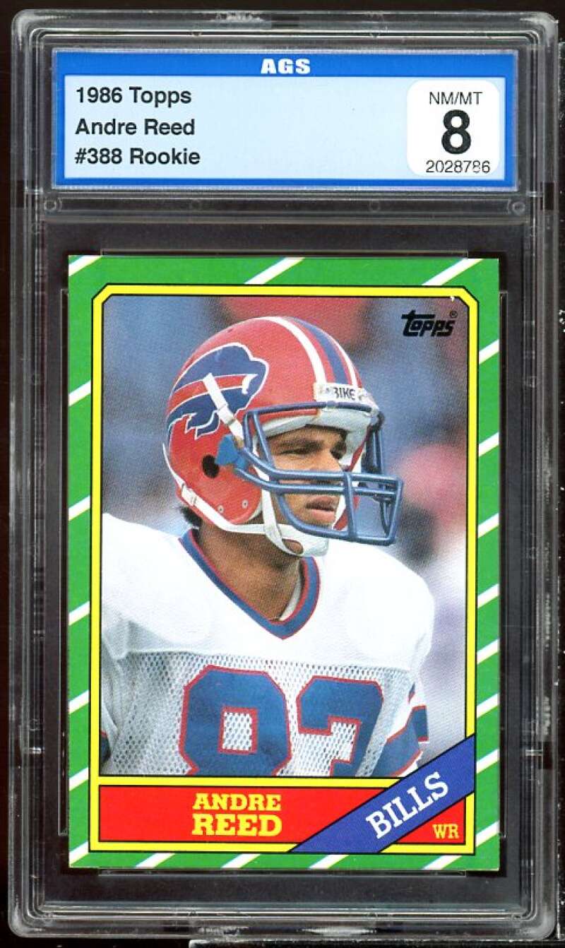 Andre Reed Rookie Card 1986 Topps #388 AGS 8 NM/MT Image 1