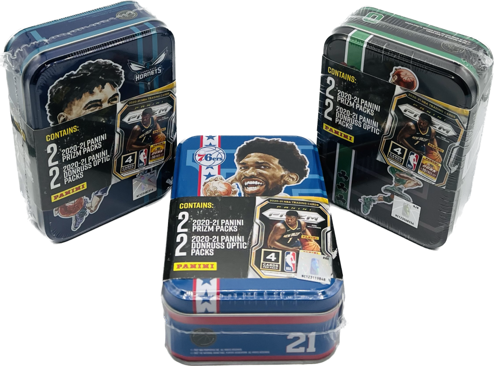 (3) 2022 MJ Holding Prizm and Optic 4-Pack Basketball Tin Set Lot Image 1