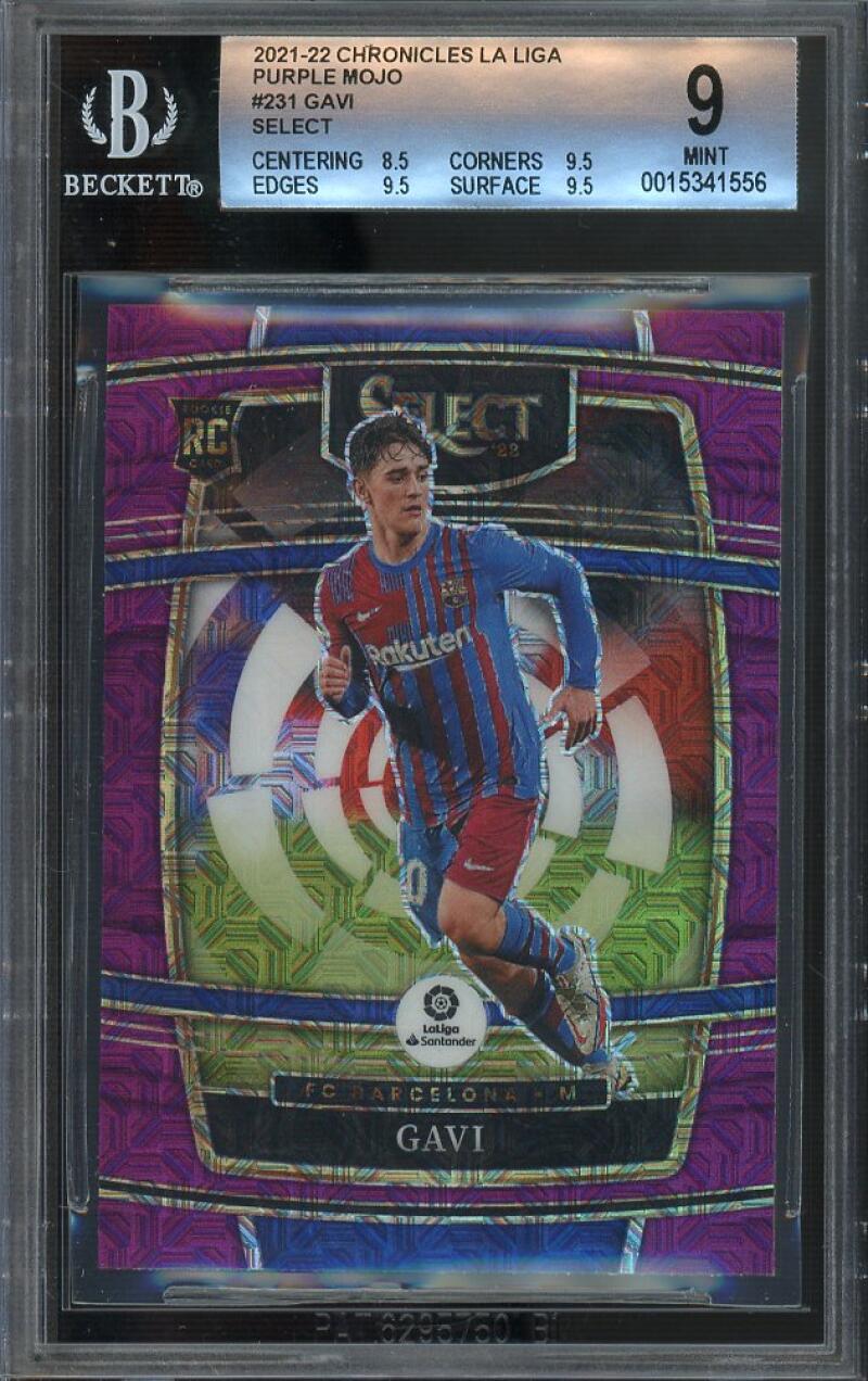 Gavi Rookie Card 2021-22 Chronicles Select La Liga Purple Mojo #231 BGS 9 Image 1