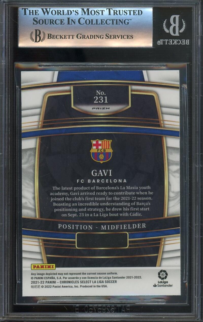 Gavi Rookie Card 2021-22 Chronicles Select La Liga Purple Mojo #231 BGS 9 Image 2