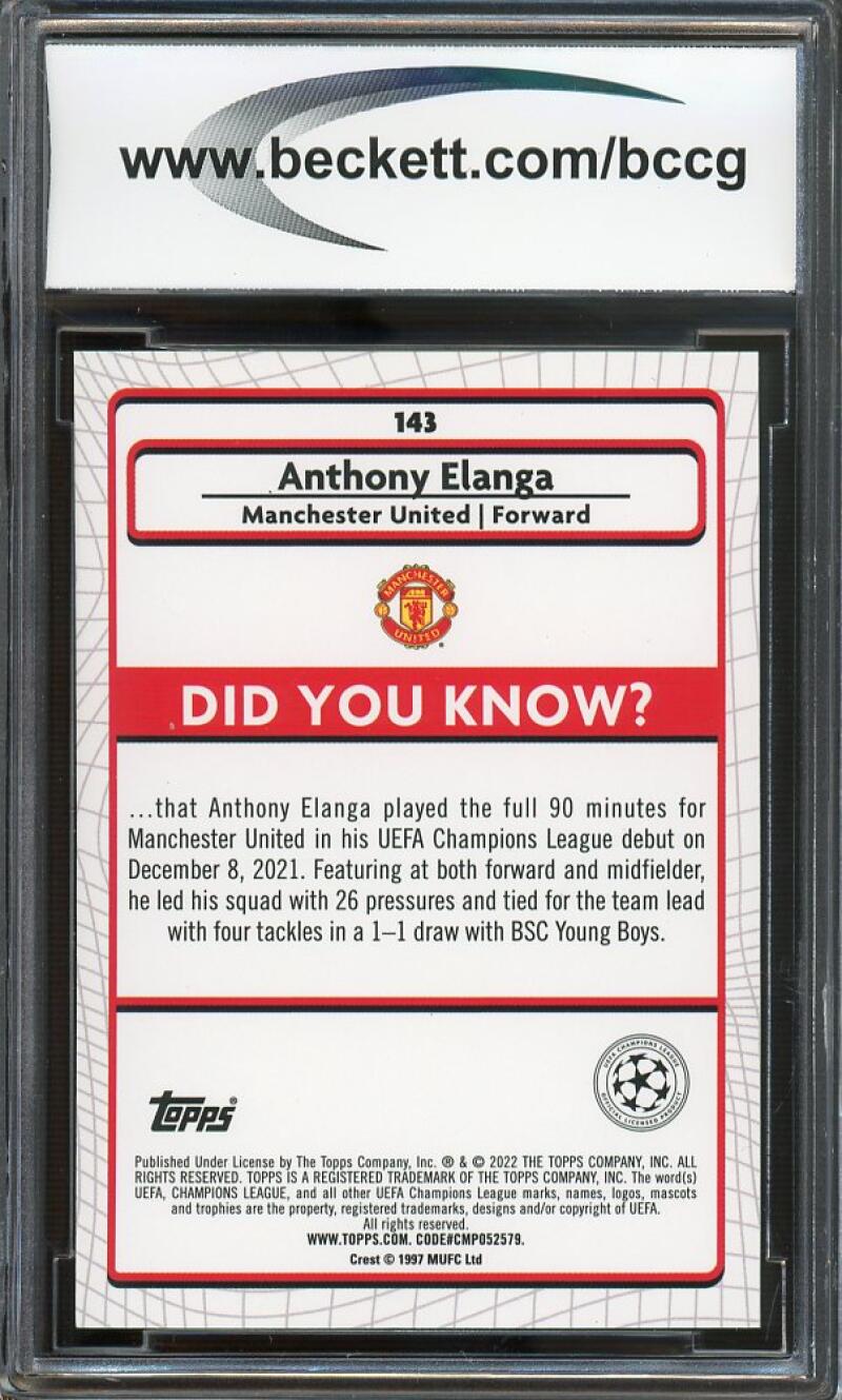 Anthony Elanga 2021-22 Topps Merlin UEFA CL Aqua Prism Refractor #143 BCCG 10 Image 2