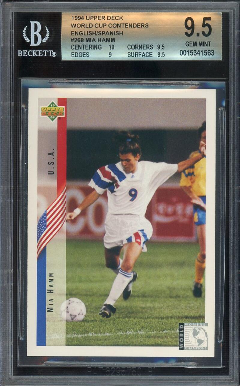 Mia Hamm 1994 Upper Deck World Cup Contenders English/ Spanish #268 BGS 9.5 Image 1