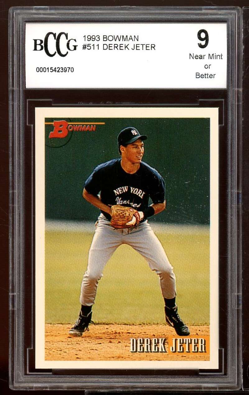 1993 Bowman #511 Derek Jeter Rookie Card BGS BCCG 9 Near Mint+ Image 1