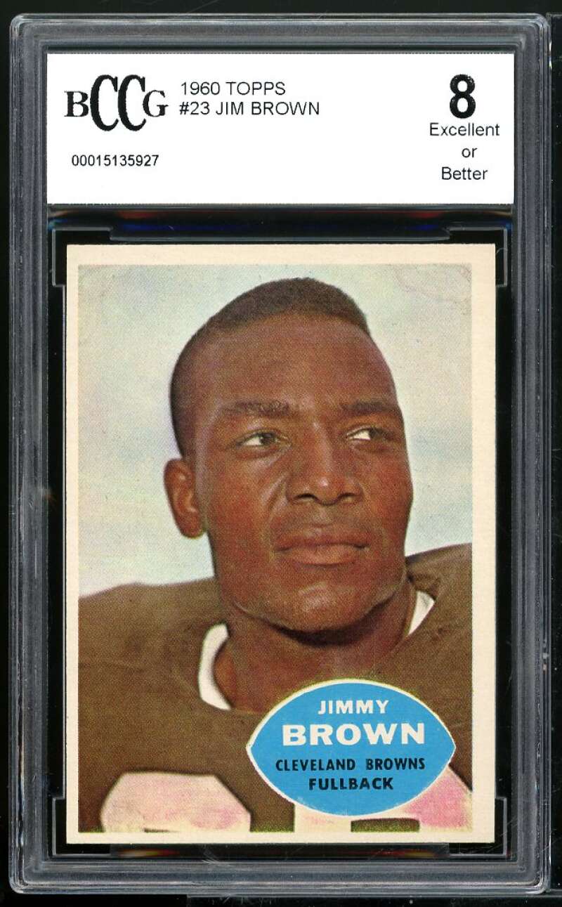 1960 Topps #23 Jim Brown Card BGS BCCG 8 Excellent+ Image 1