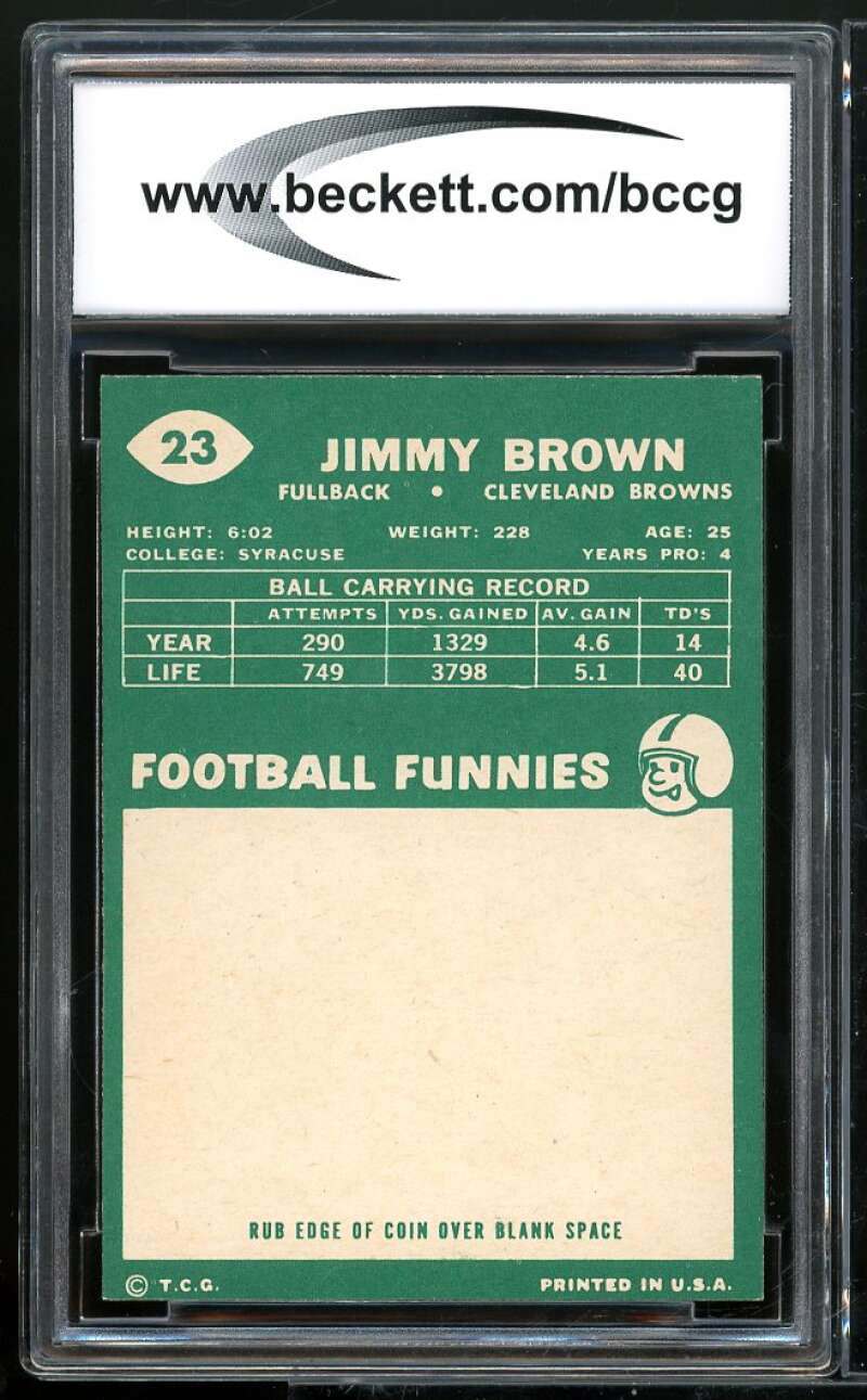 1960 Topps #23 Jim Brown Card BGS BCCG 8 Excellent+ Image 2