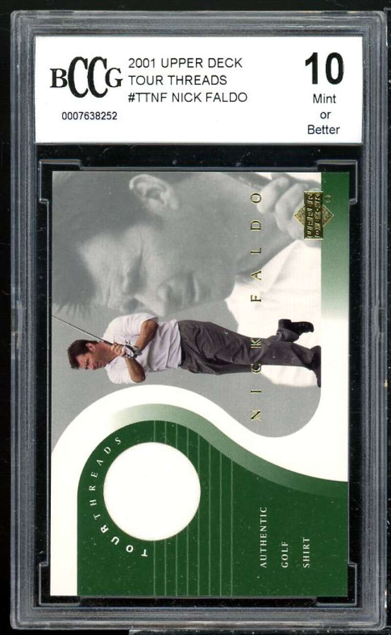 Nick Faldo Golf Card 2001 Upper Deck Tour Threads #ttnf BGS BCCG 10 Image 1