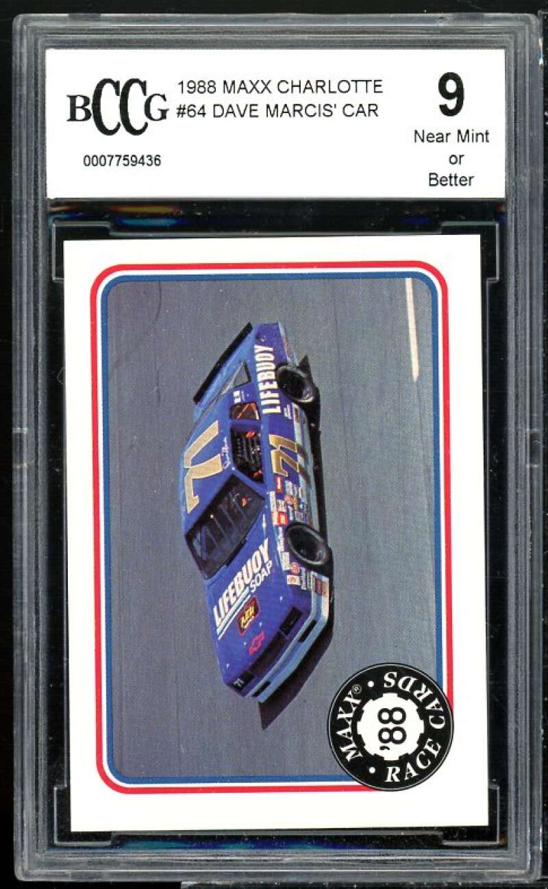 Dave Marcis Car Card 1988 Maxx Charlotte #64 BGS BCCG 9 Image 1