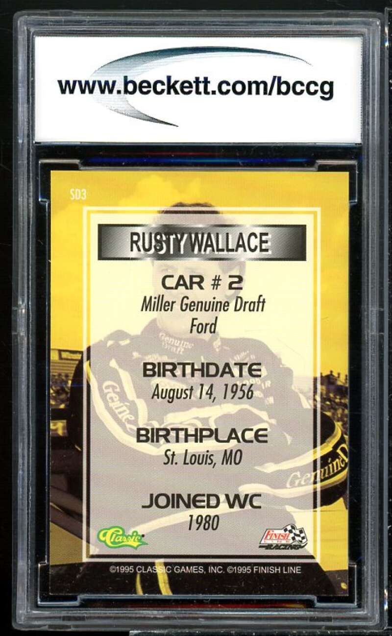 Rusty Wallace Card 1995 Finish Line Standout Drivers #sd3 BGS BCCG 10 Image 2