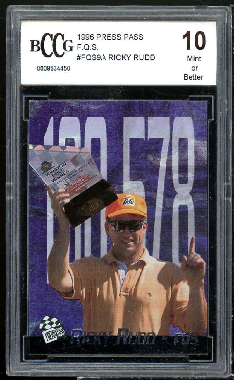 Ricky Rudd Card 1996 Press Pass F.Q.S. #fqs9a BGS BCCG 10 Image 1