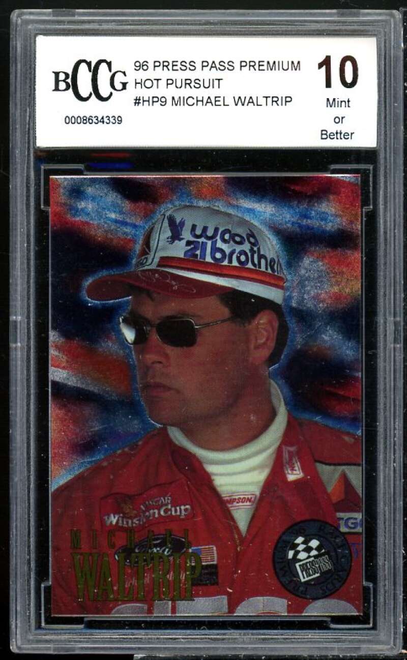 Michael Waltrip Card 1996 Press Pass Premium Hot Pursuit #hp9 BGS BCCG 10 Image 1