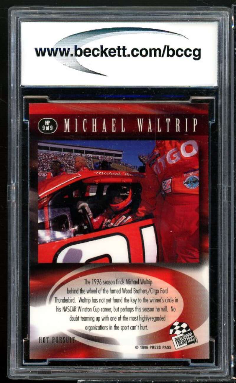 Michael Waltrip Card 1996 Press Pass Premium Hot Pursuit #hp9 BGS BCCG 10 Image 2