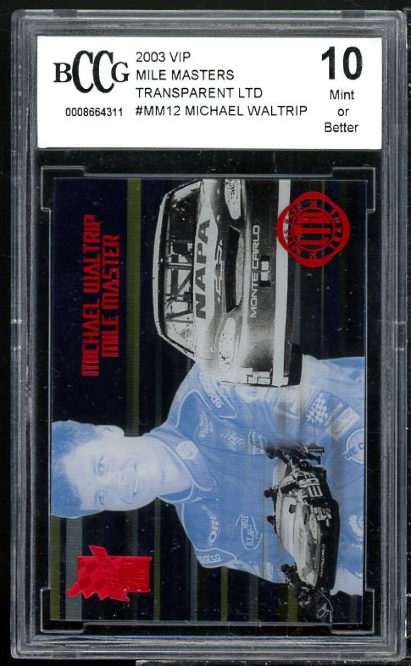 Michael Waltrip Card 2003 VIP Mile Masters Transparent LTD #mm12 BGS BCCG 10 Image 1