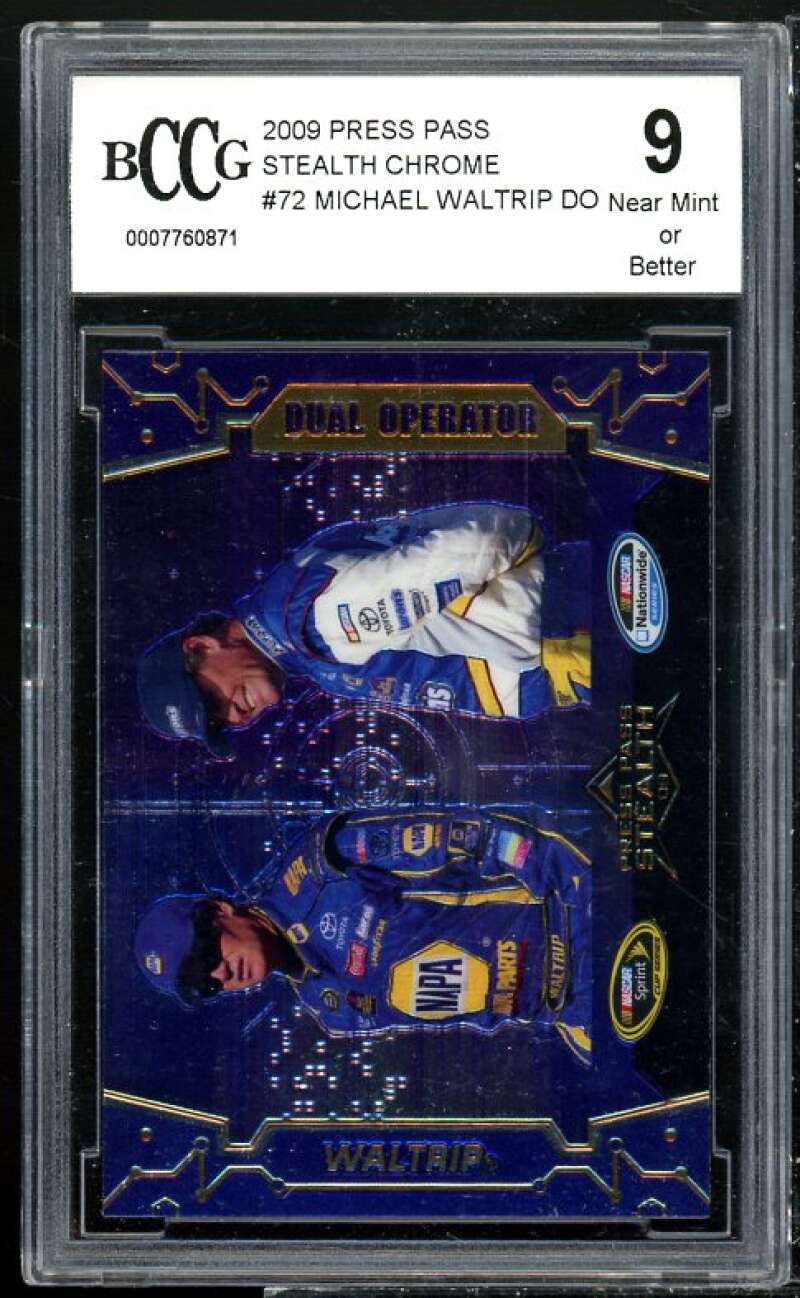 Michael Waltrip Card 2009 Press Pass Stealth Chrome #72 BGS BCCG 9 Image 1