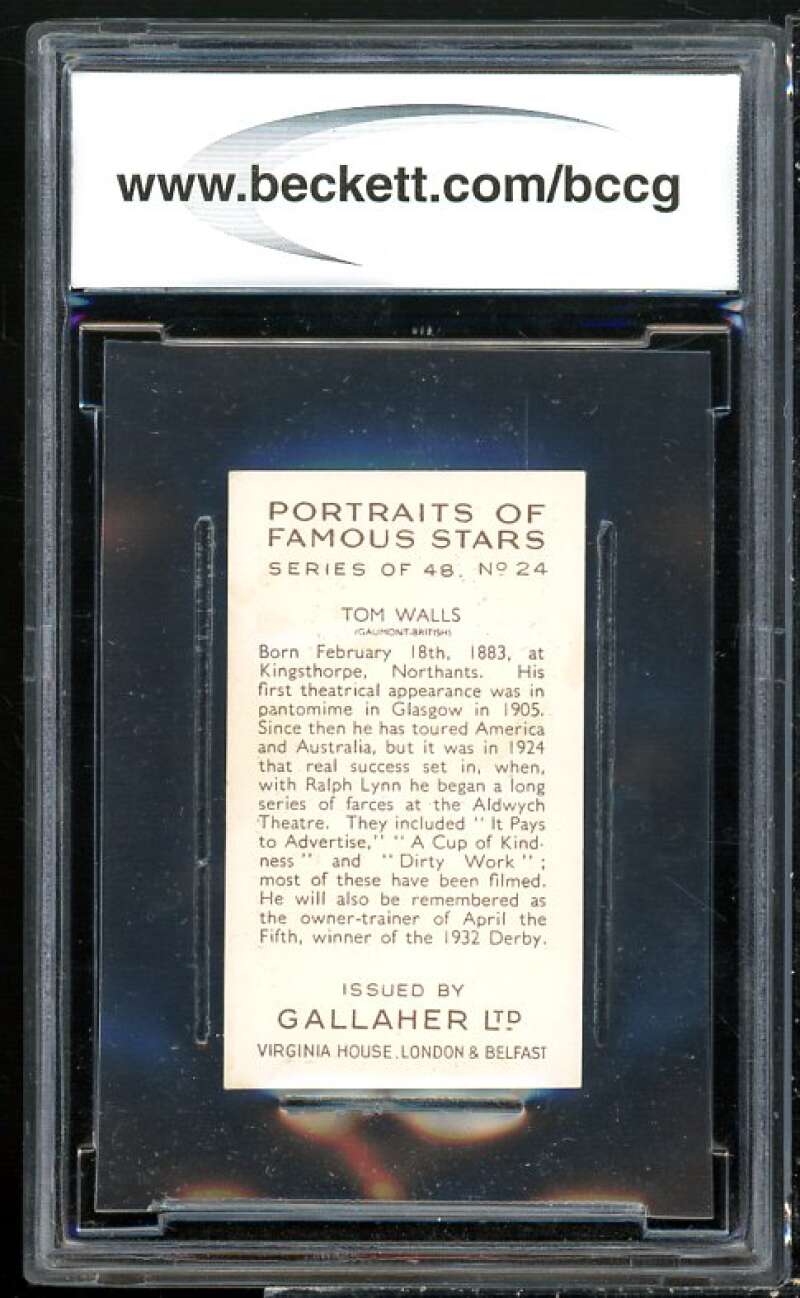 Tom Walls Card 1935 Gallaher Portraits Of Famous Stars #24 BGS BCCG 9 Image 2