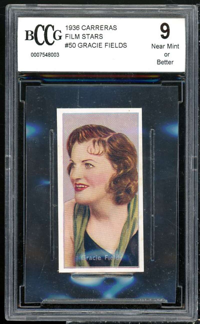 Gracie Fields Card 1936 Carreras Film Stars #50 BGS BCCG 9 Image 1