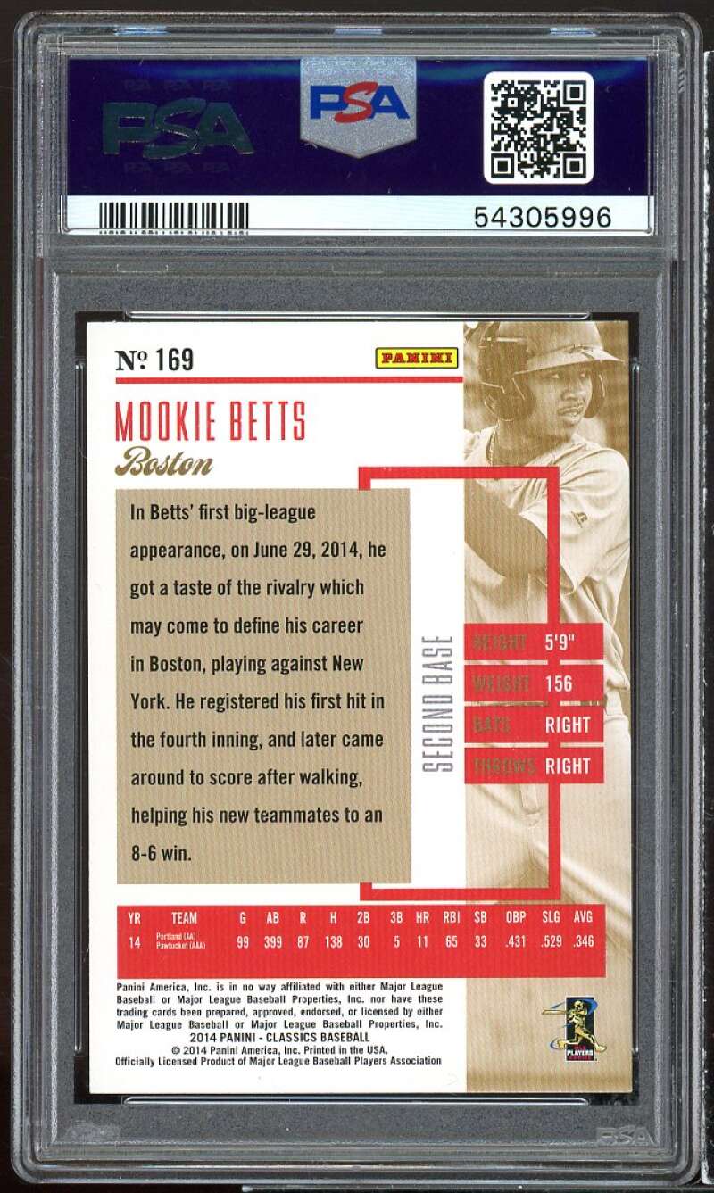 Mookie Betts Rookie Card 2014 Panini Classics #169 PSA 10 Image 2