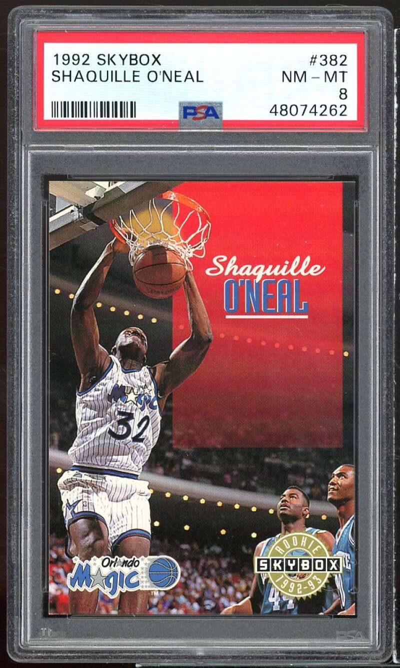 Shaquille O'Neal Rookie Card 1992-93 SkyBox #382 PSA 8 Image 1