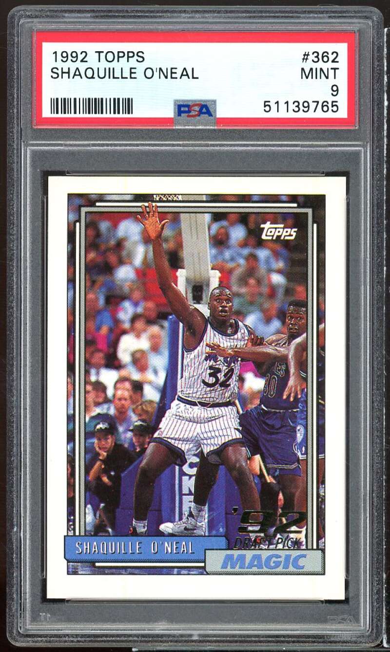 Shaquille O'Neal Rookie Card 1992-93 Topps #362 PSA 9 Image 1