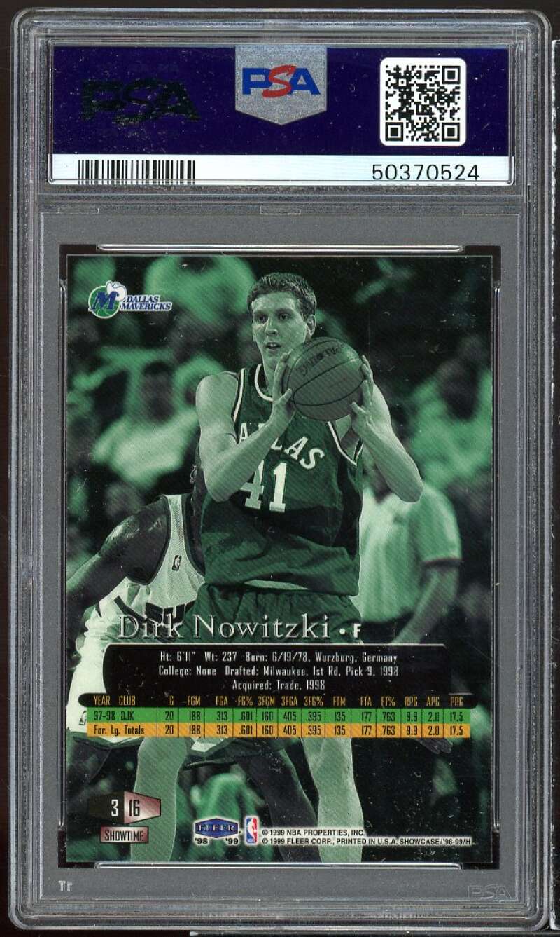 Dirk Nowitzki Rookie Card 1998-99 Flair Row 3 PSA 8 Image 2