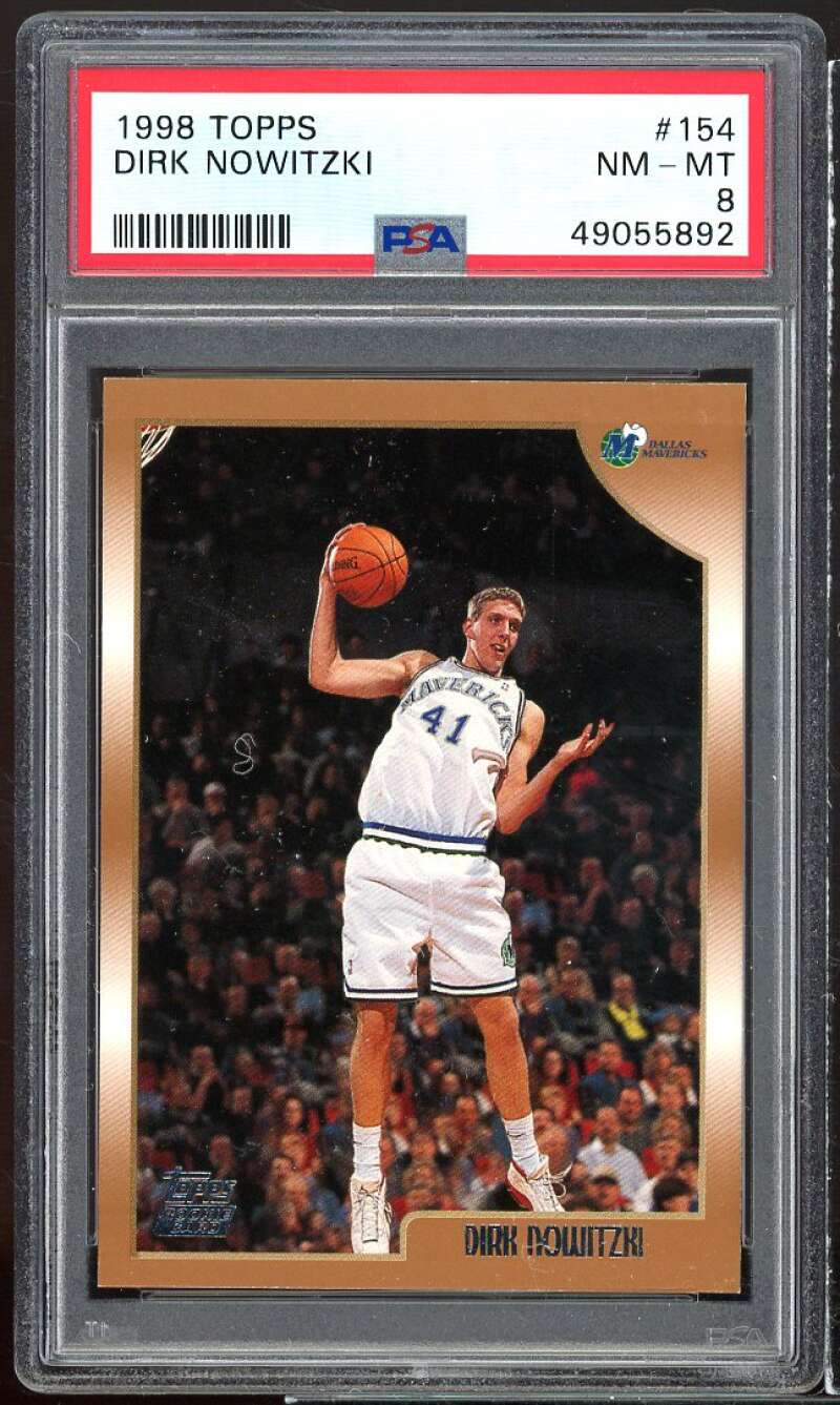 Dirk Nowitzki Rookie Card 1998-99 Topps #154 PSA 8 Image 1