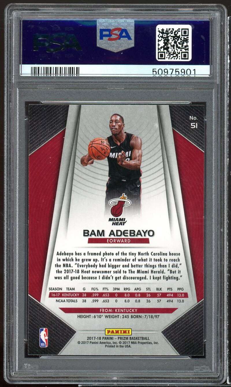 Bam Adebayo Rookie Card 2017 Panini Prizm #51 PSA 9 Image 2