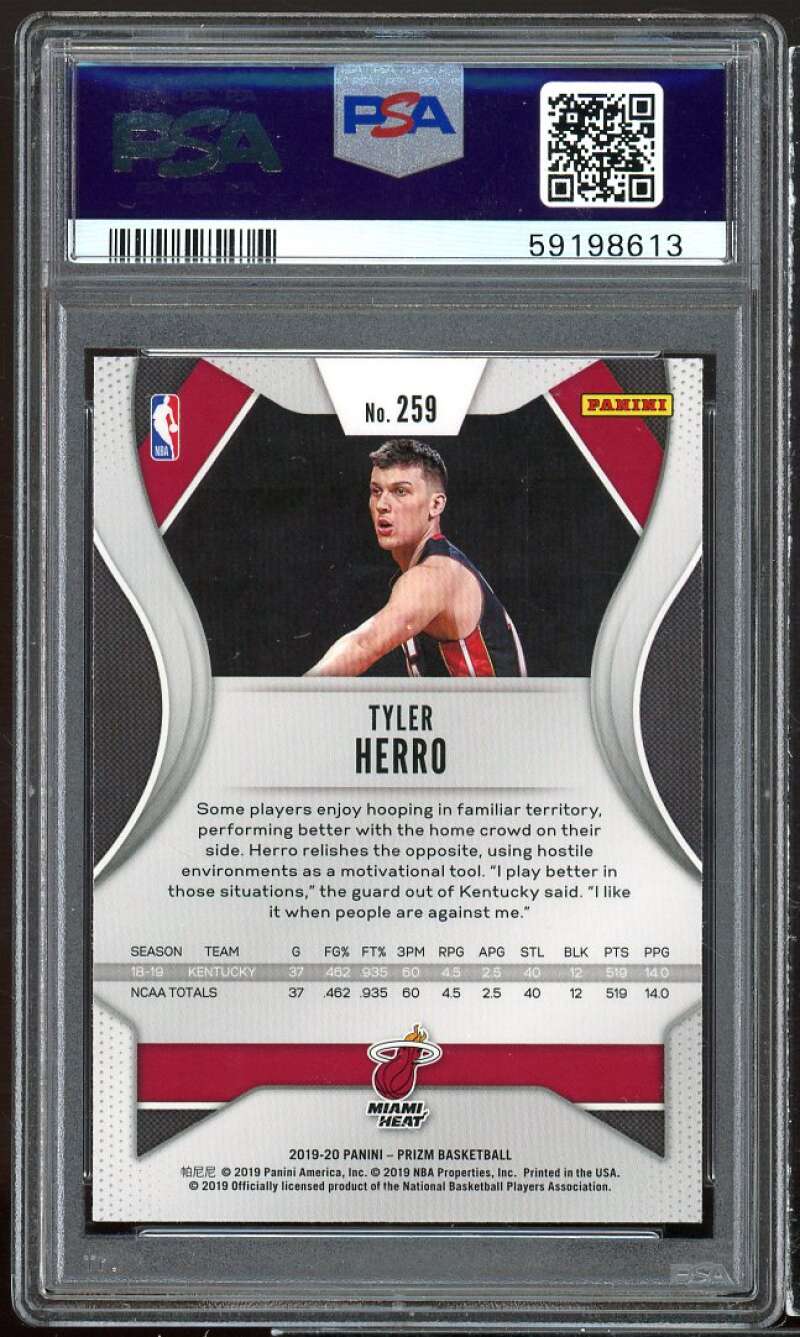 Tyler Herro Rookie Card 2019-20 Panini Prizm #259 PSA 9 Image 2