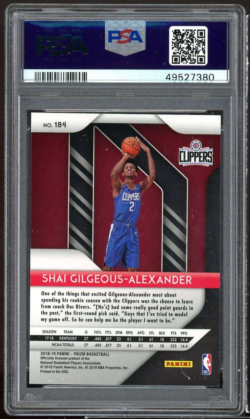 Shai Gilgeous-Alexander Rookie Card 2018-19 Panini Prizm #184 PSA 9 Image 2