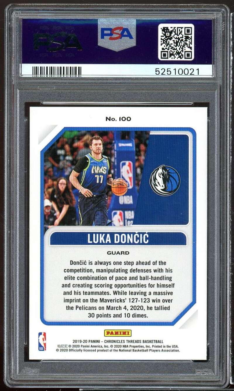 Luka Doncic Card 2019-20 Panini Chronicles #100 PSA 9 Image 2