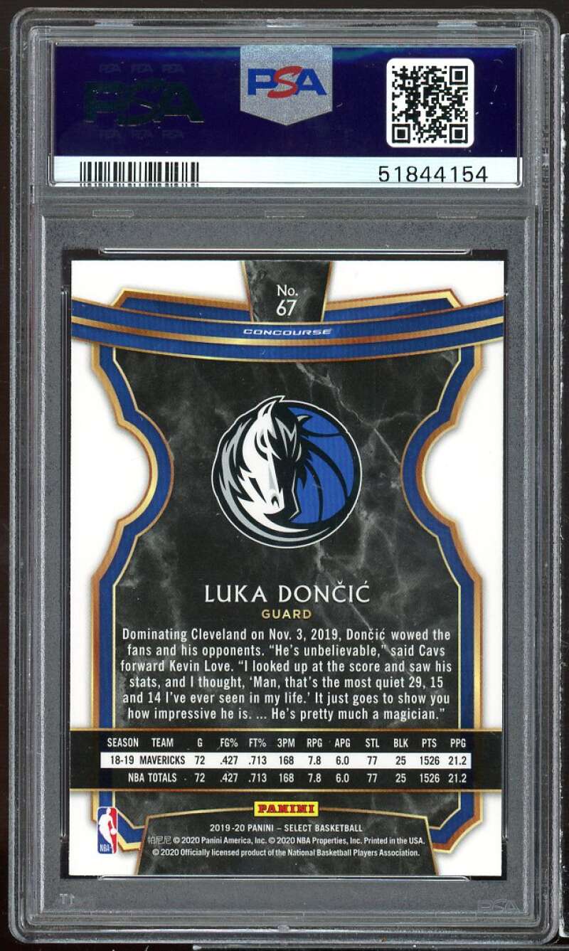 Luka Doncic Card 2019-20 Panini Select #67 PSA 9 Image 2