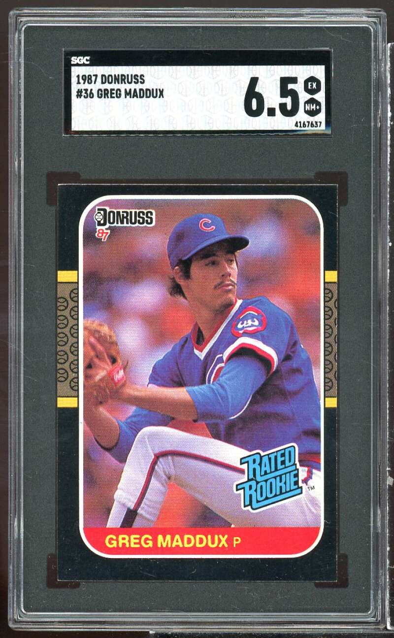 Greg Maddux Rookie Card 1987 Donruss #36 SGC 6.5 EX-NM+ Image 1