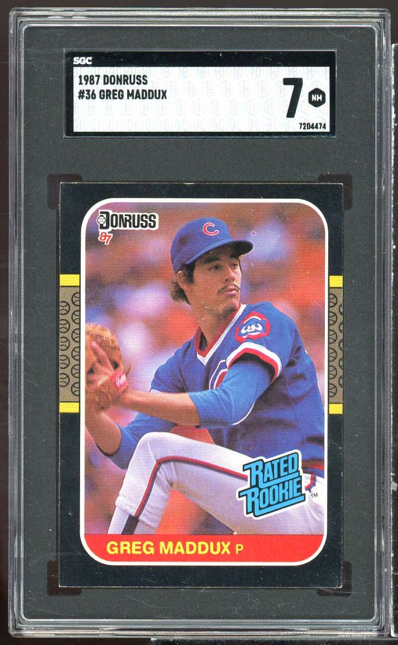 Greg Maddux Rookie Card 1987 Donruss #36 SGC 7 NM Image 1