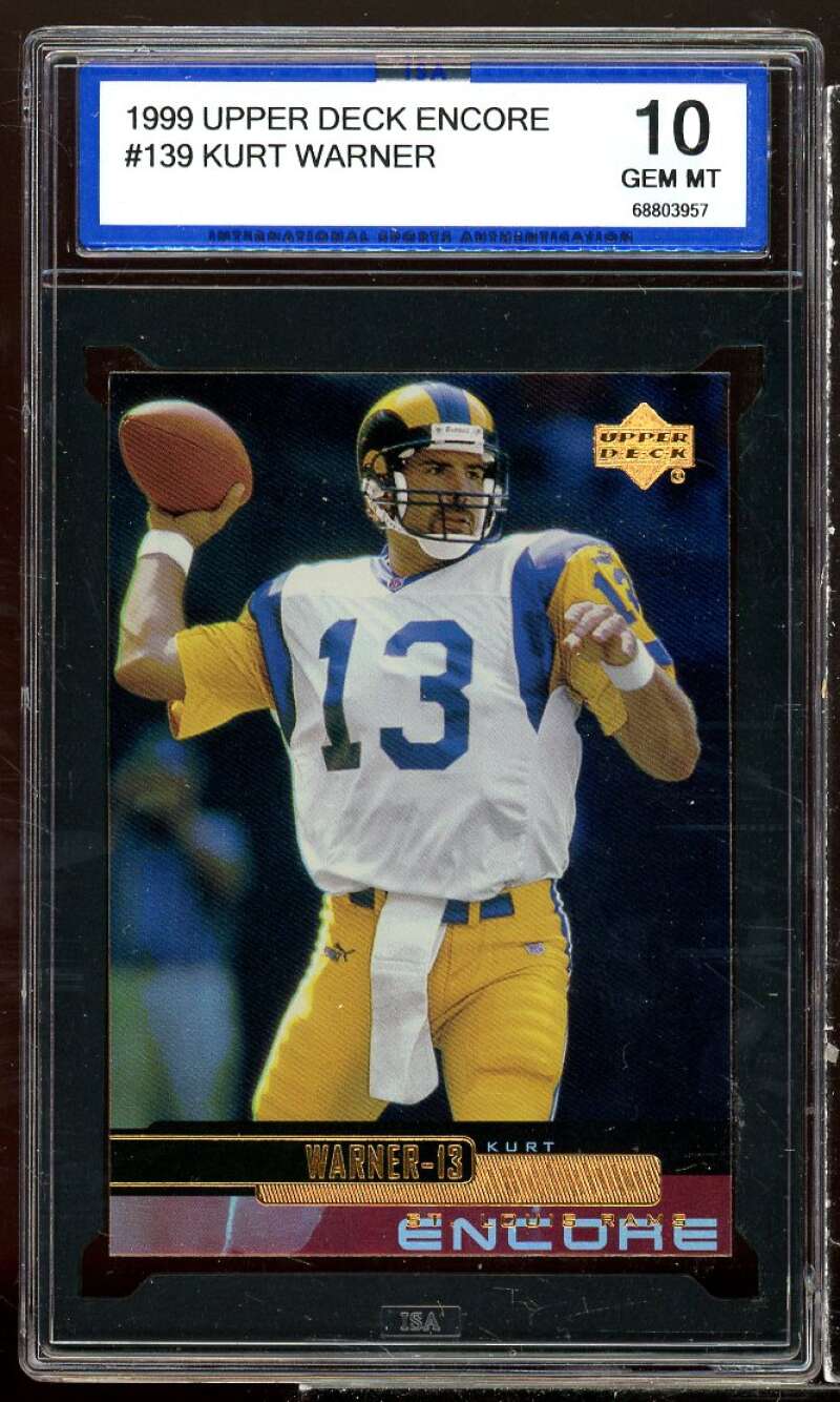 Kurt Warner Rookie Card 1999 Upper Deck Encore #139 ISA 10 GEM MT Image 1