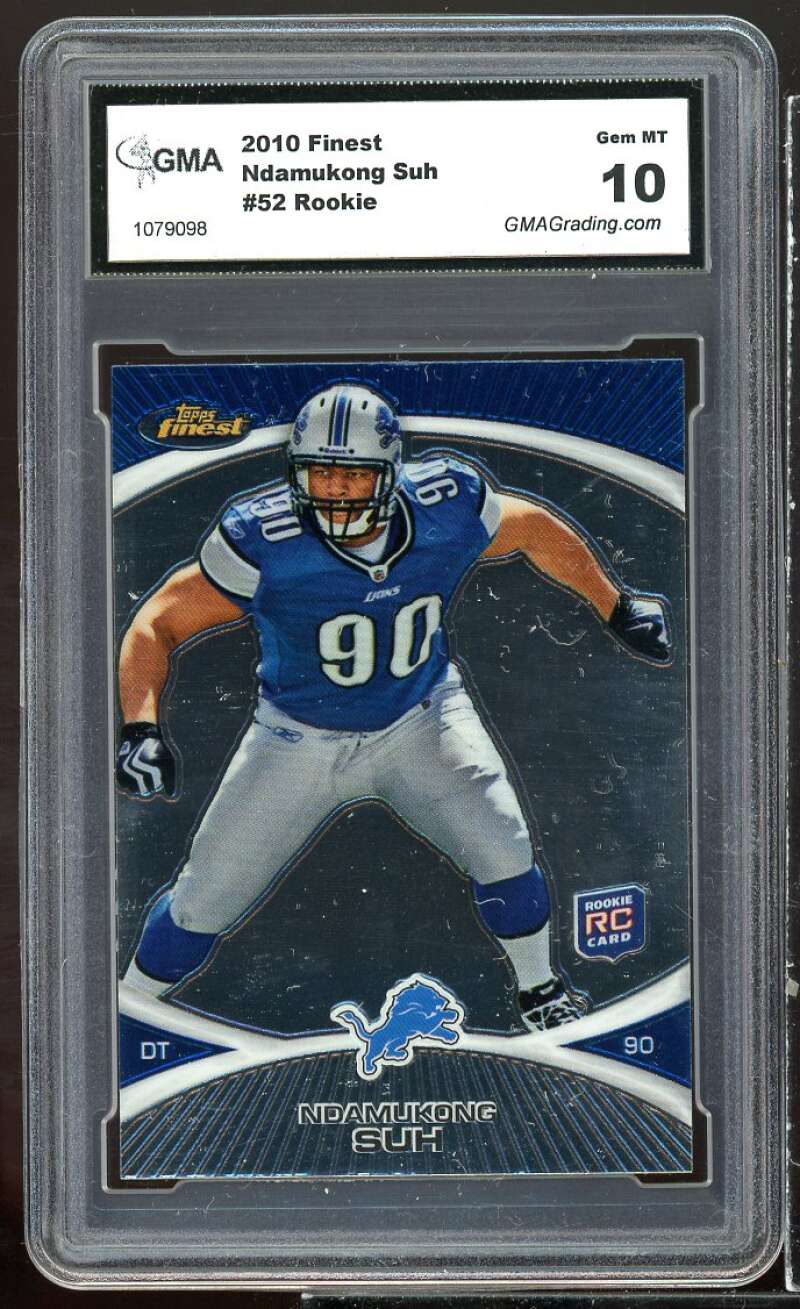 Ndamukong Suh Rookie Card 2010 Finest #52 GMA 10 GEM MT Image 1