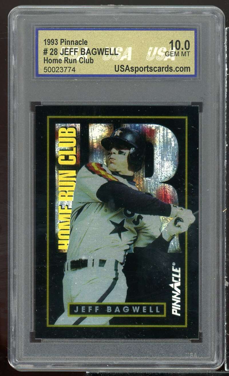 Jeff Bagwell Card 1993 Pinnacle Home Run Club #28 USA 10 GEM MT Image 1