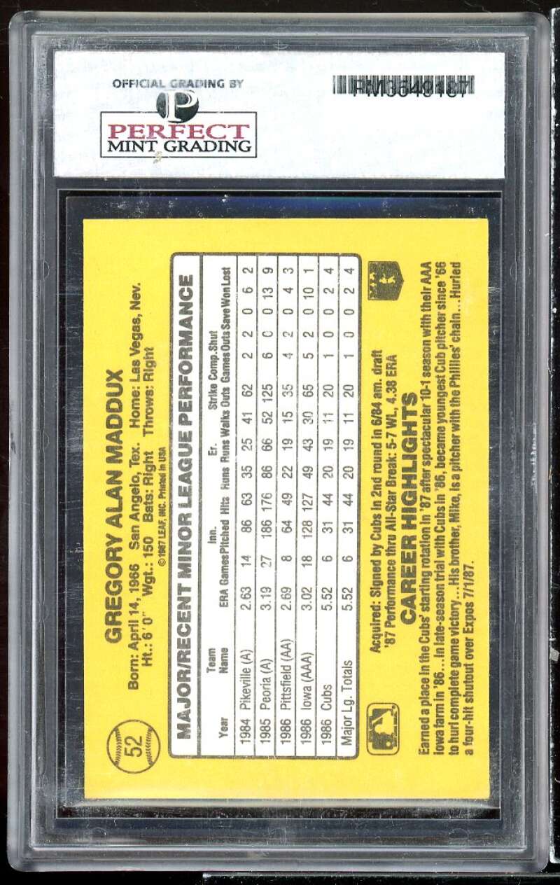 Greg Maddux Rookie Card 1987 Donruss The Rookies #52 PERFECT GRADING 10 GEM MT Image 2