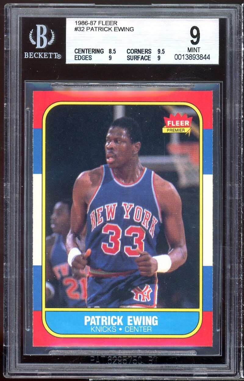 Patrick Ewing Rookie Card 1986-87 Fleer #32 BGS 9 (8.5 9.5 9 9) Image 1