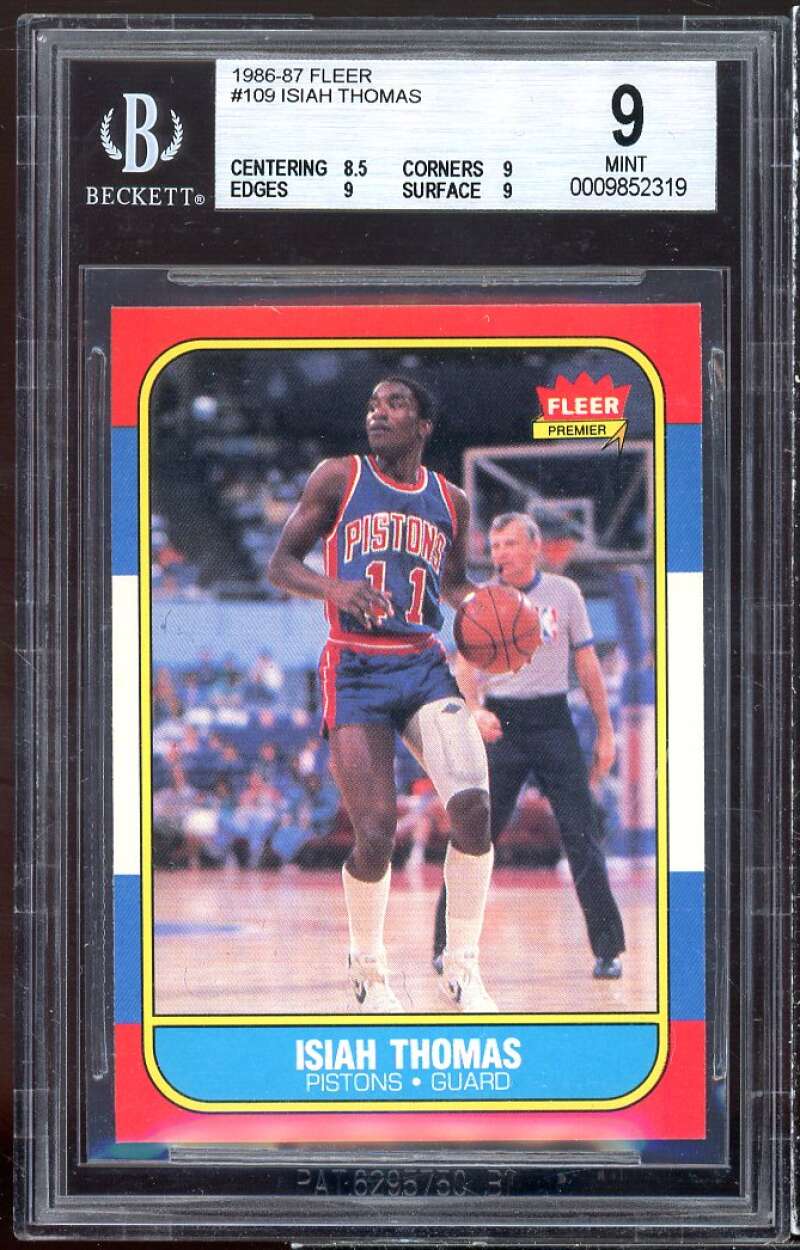 Isiah Thomas Rookie Card 1986-87 Fleer #109 BGS 9 (8.5 9 9 9) Image 1