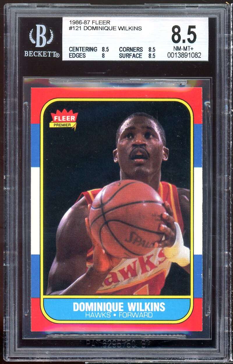 Dominique Wilkins Rookie Card 1986-87 Fleer #121 BGS 8.5 (8.5 8.5 8 8.5) Image 1