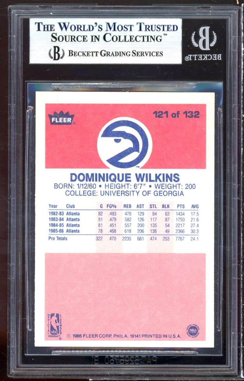 Dominique Wilkins Rookie Card 1986-87 Fleer #121 BGS 8.5 (8.5 8.5 8 8.5) Image 2