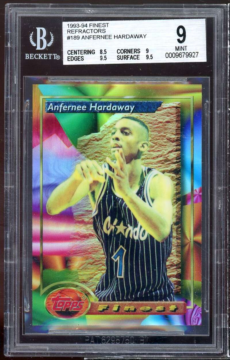 Anfernee Hardaway Rookie 1993-94 Finest Refractors #189 BGS 9 (8.5 9 9.5 9.5) Image 1