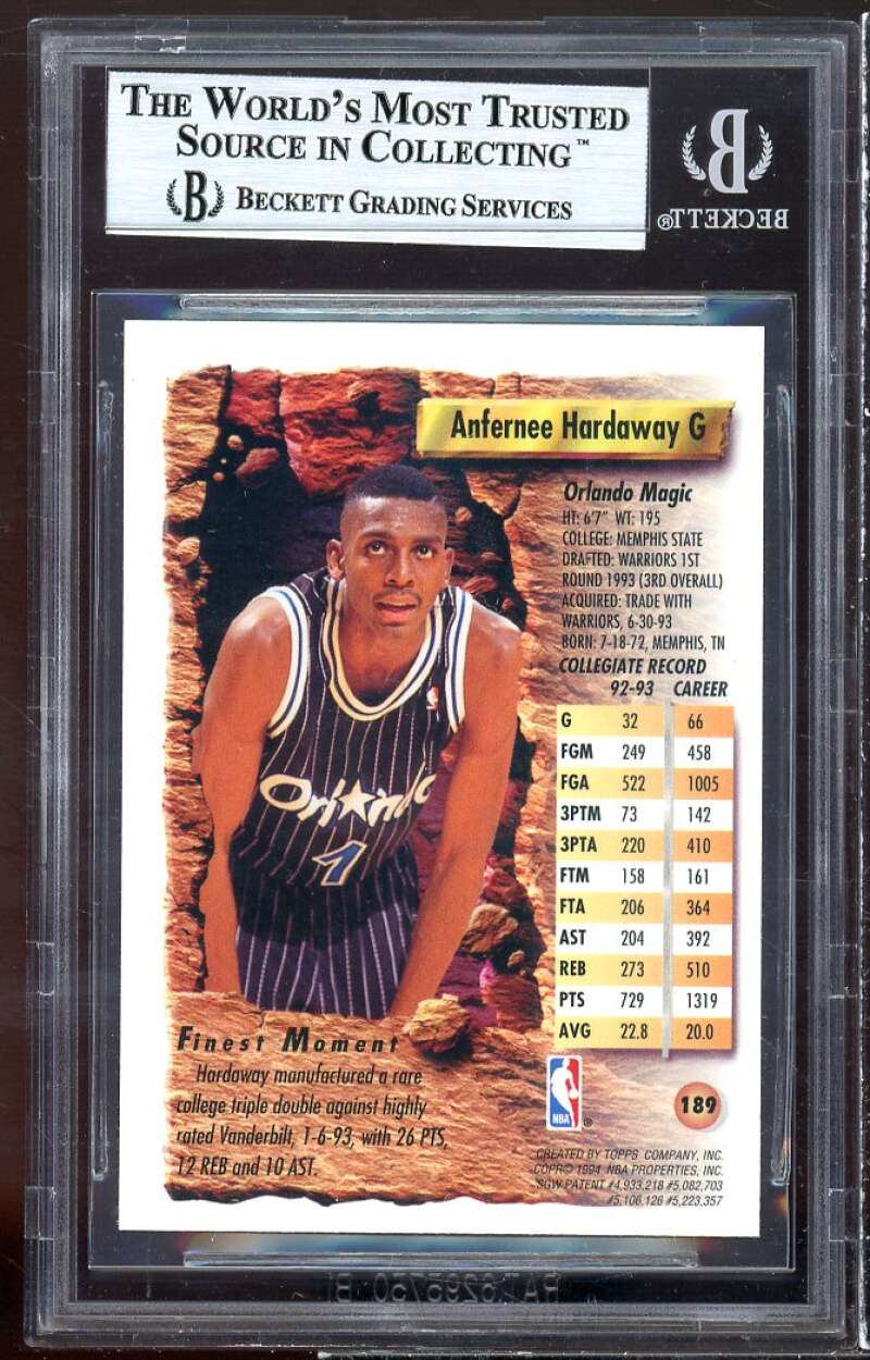 Anfernee Hardaway Rookie 1993-94 Finest Refractors #189 BGS 9 (8.5 9 9.5 9.5) Image 2