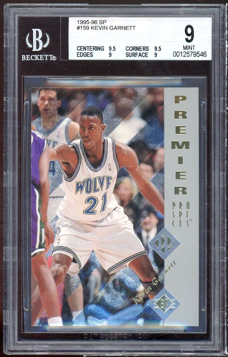 Kevin Garnett Rookie Card 1995-96 SP #159 BGS 9 (9.5 9.5 9 9) Image 1