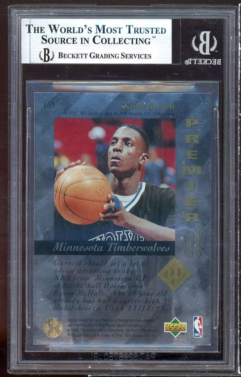 Kevin Garnett Rookie Card 1995-96 SP #159 BGS 9 (9.5 9.5 9 9) Image 2