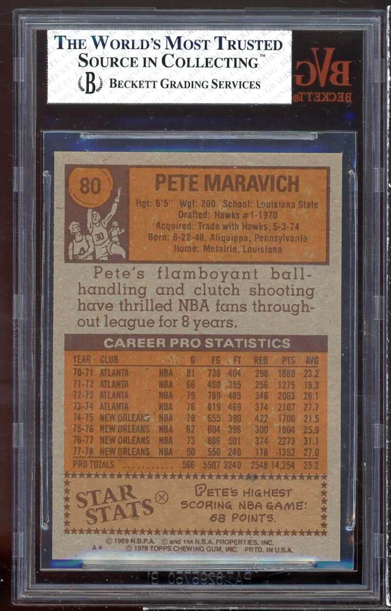 Pete Maravich Card 1978-79 Topps #80 BGS BVG 8 Image 2