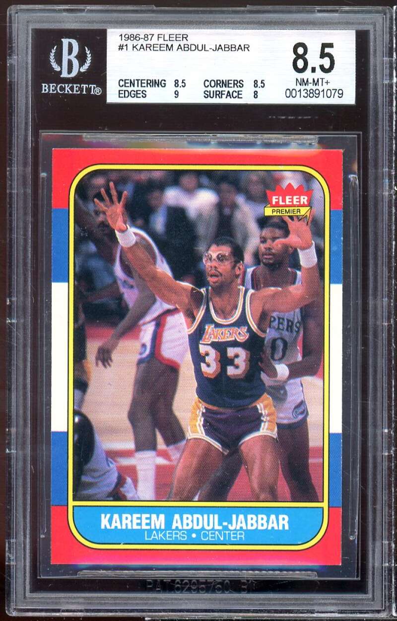 Kareem Abdul-Jabbar Card 1986-87 Fleer #1 BGS 8.5 (8.5 8.5 9 8) Image 1