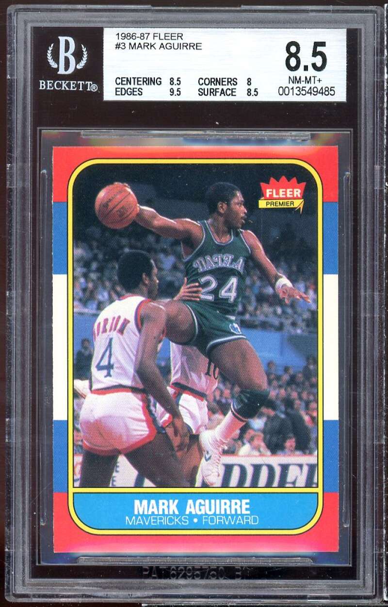 Mark Aguirre Rookie Card 1986-87 Fleer #3 BGS 8.5 (8.5 8 9.5 8.5) Image 1